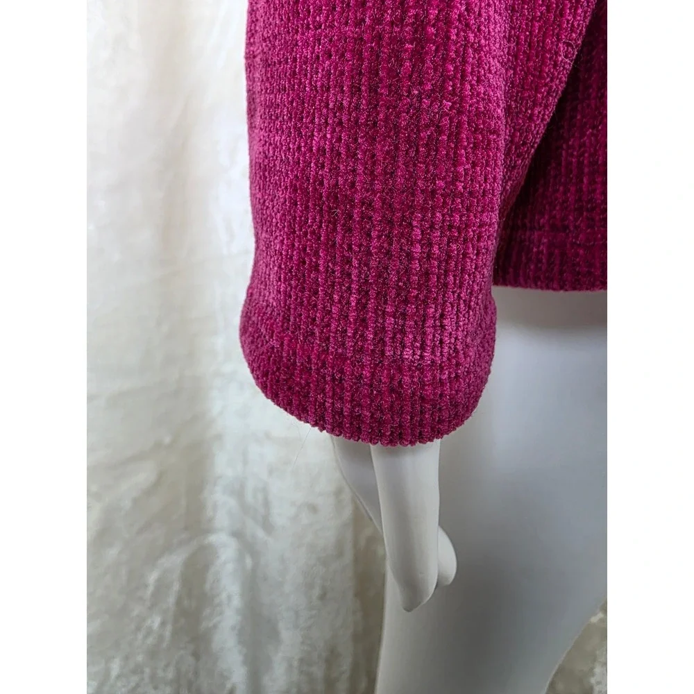 3rd + Malt‎ Womens Petite Medium Fuchsia Pink Chenille Corduroy Cardigan